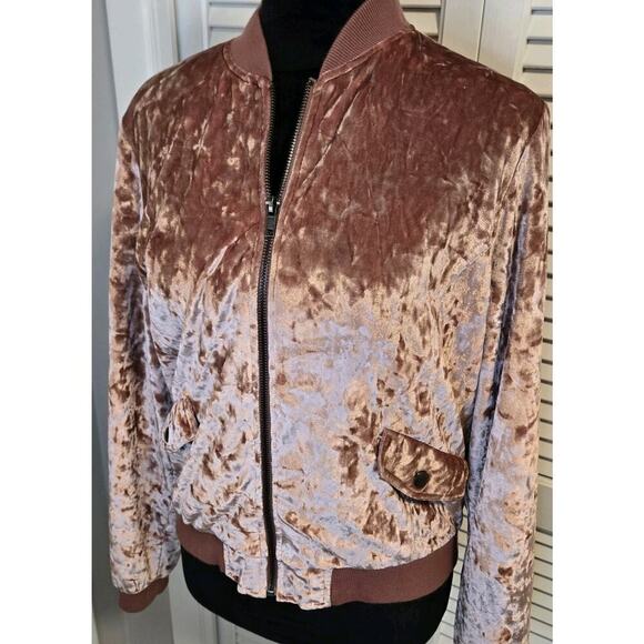 Freshman 1996 Jackets & Blazers - Freshman 1996 Velvet Bomber Jacket Snap Pockets Lined Ribbed Trim 90s Y2K MED